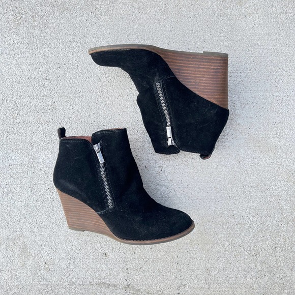 Lucky Brand Yesterr Suede Wedge Booties - Picture 1 of 6